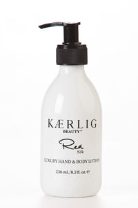red silk luxury hand and body lotion