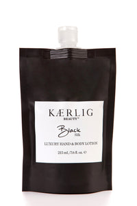 refill pouch of black silk luxury hand and body lotion