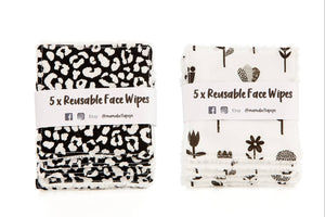pack of 5 reusable face wipes